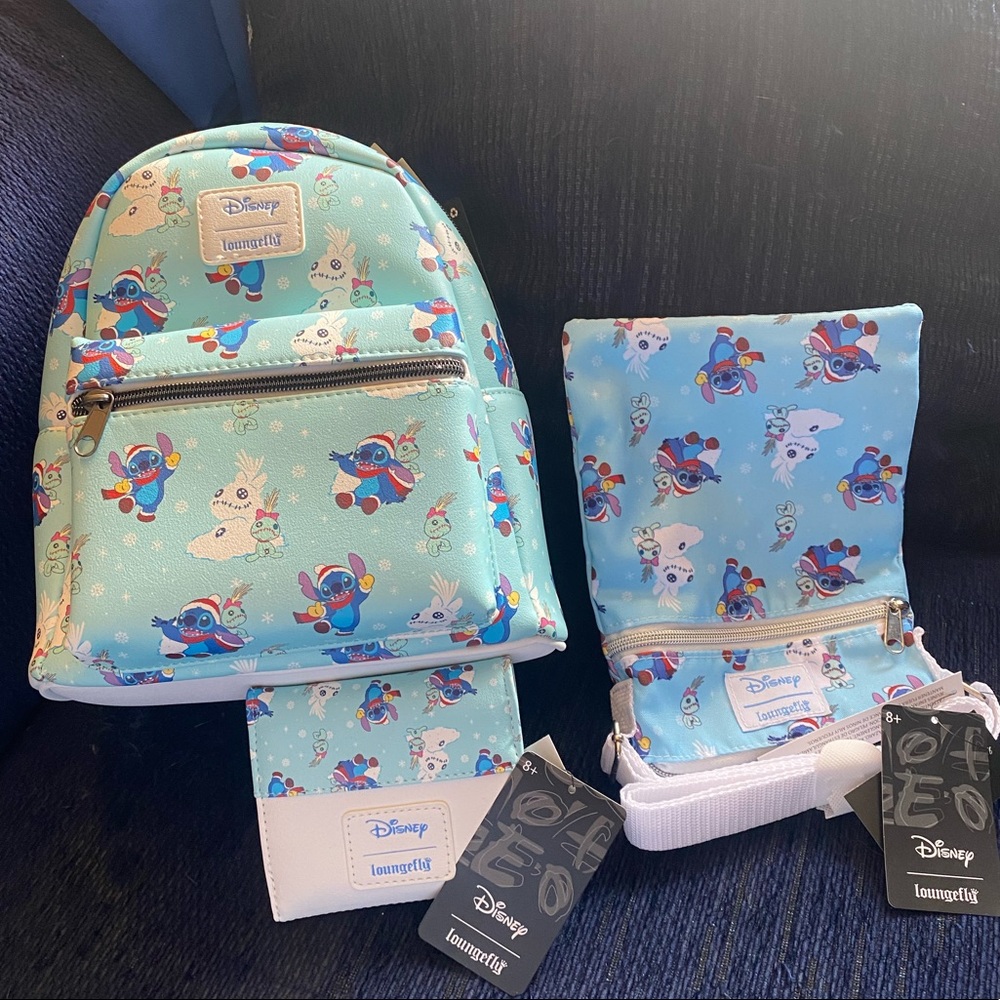 Loungefly Stitch Snow Day Mini Backpack Set